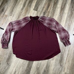 Cato Blouse L/S relaxed fit burgundy/wine sz:18/20w